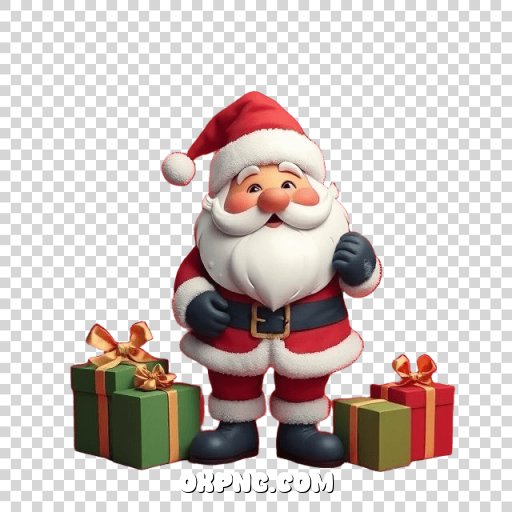 santa claus 2d art with gifts png